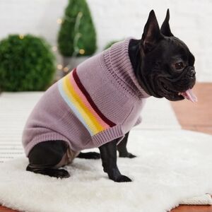 GF Pet- New with Tags- Lavender Retro Dog Sweater- Rainbow Stripe- Size XXS